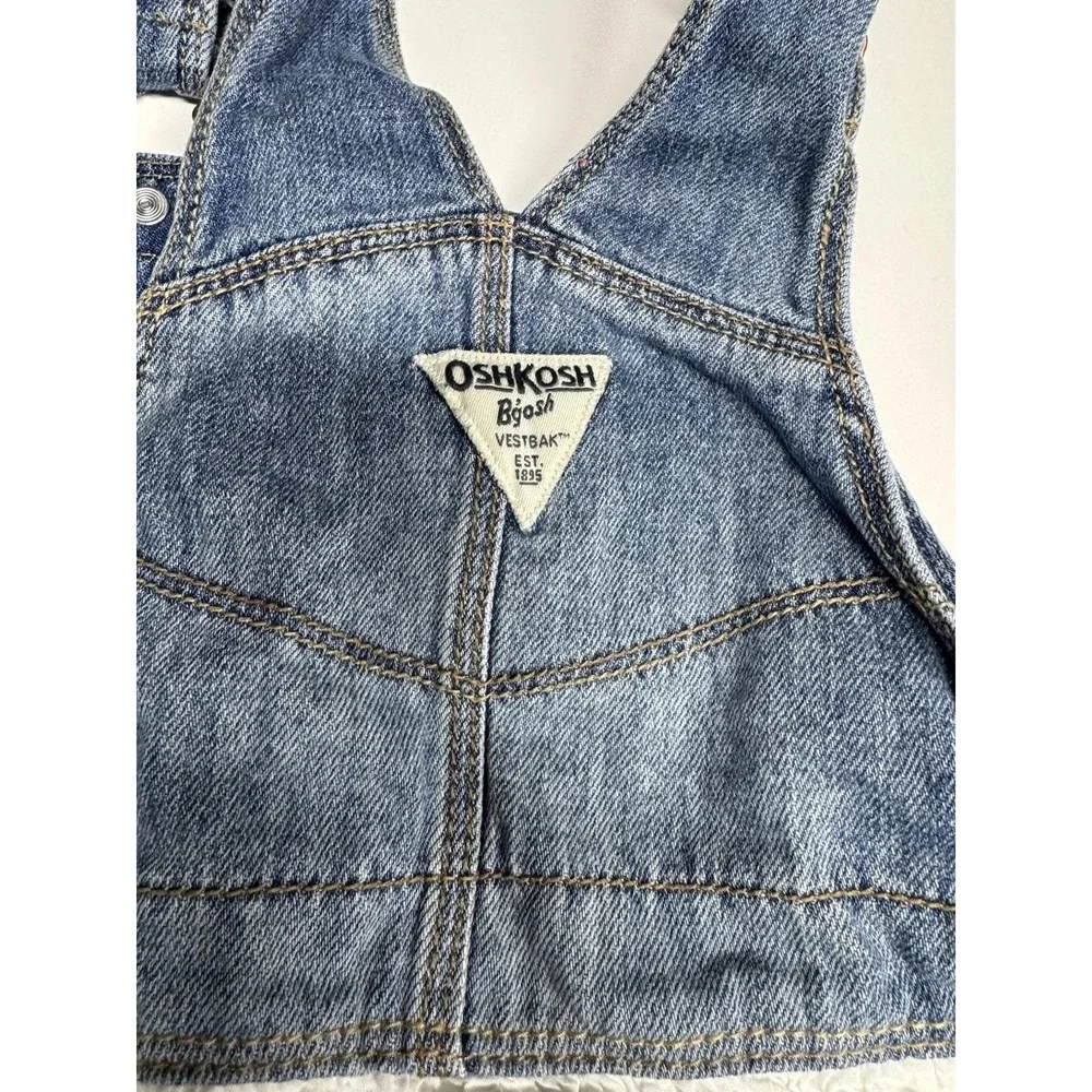 Osh Kosh B'Gosh‎ Size 5T Jumper Overall Dress Girls Denim White Eyelet Oshkosh